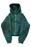 “Stardust” Turquoise Diamond Cheetah Zip-Up