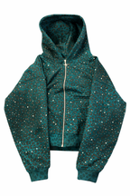 “Stardust” Turquoise Diamond Cheetah Zip-Up