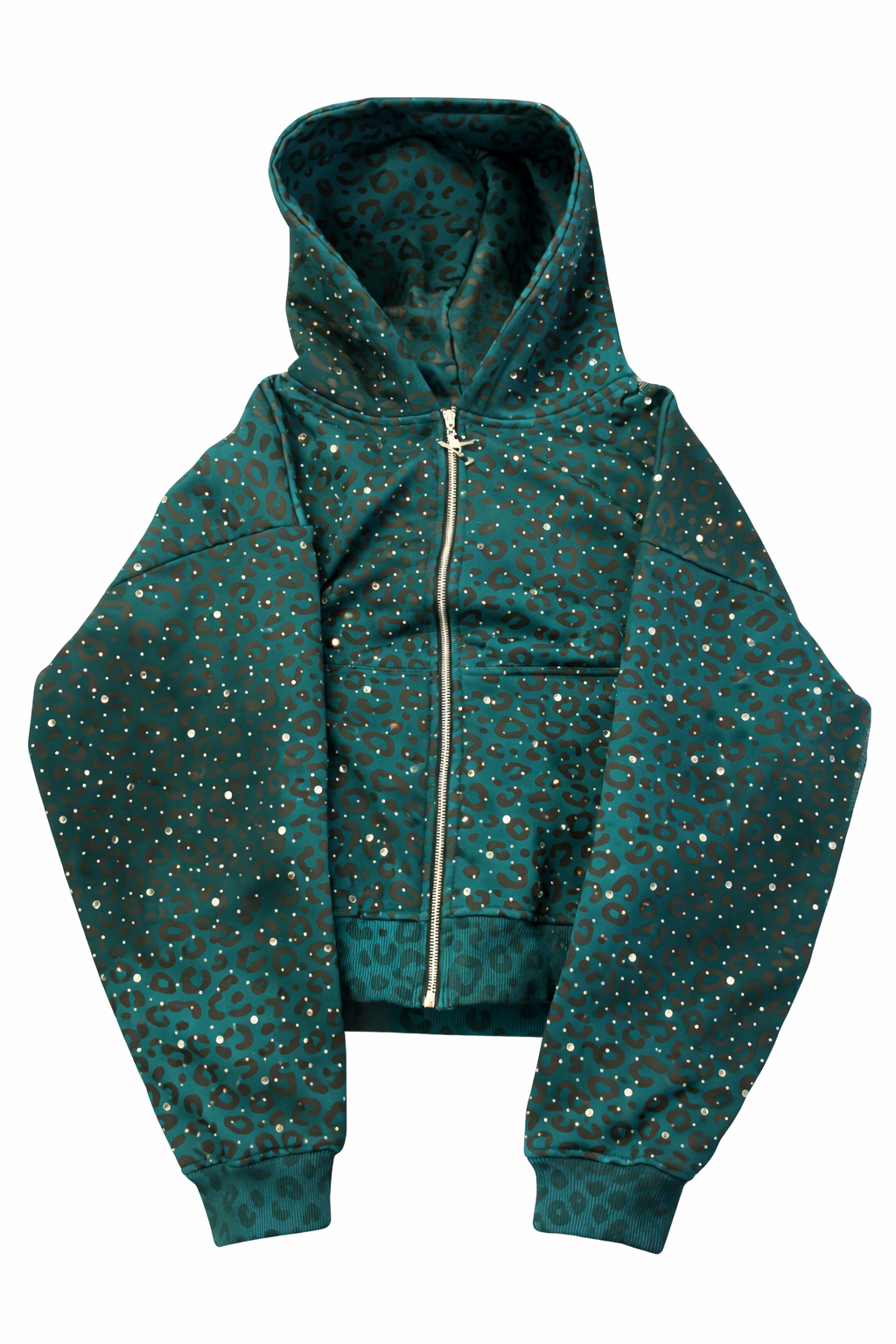 “Stardust” Turquoise Diamond Cheetah Zip-Up