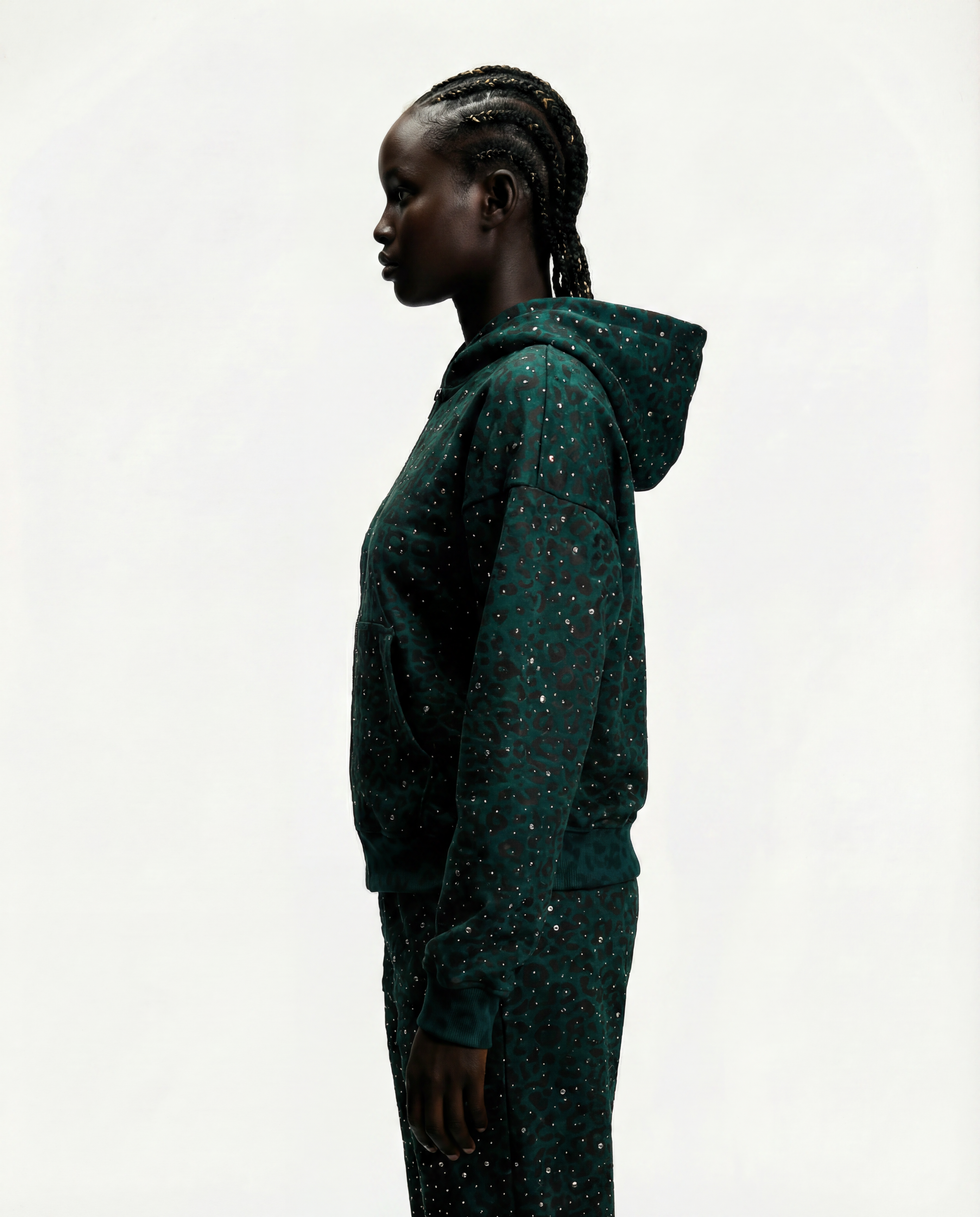 “Stardust” Turquoise Diamond Cheetah Zip-Up