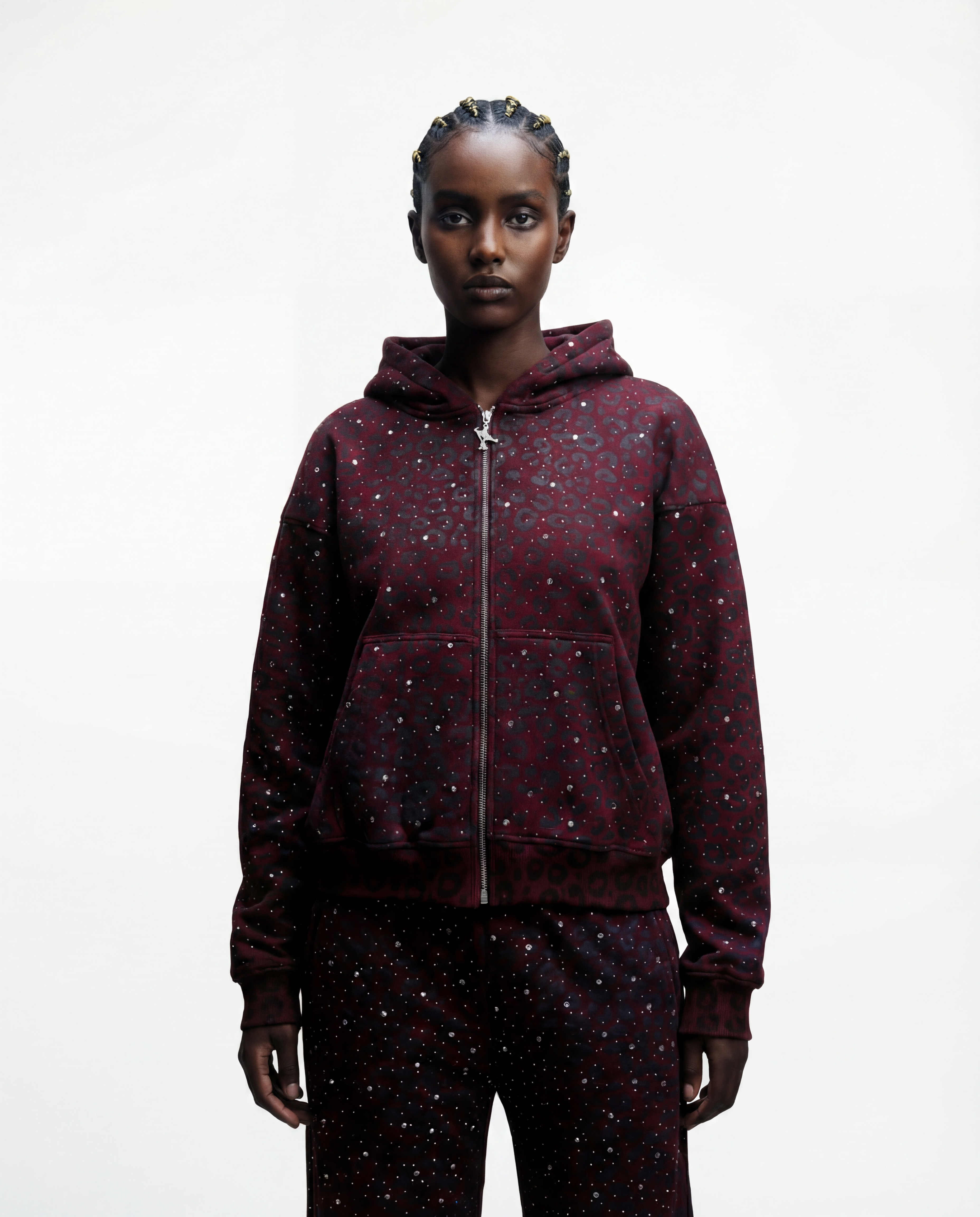 “Stardust” Red Diamond Cheetah Zip-Up