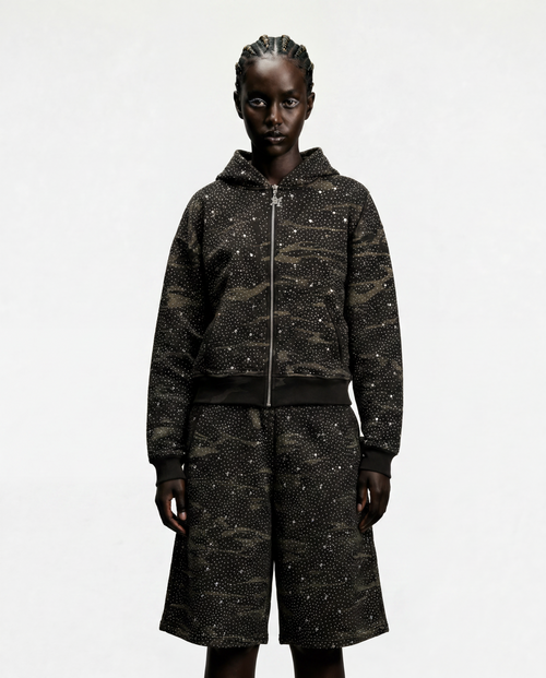Green Camouflage Diamond Zip-Up