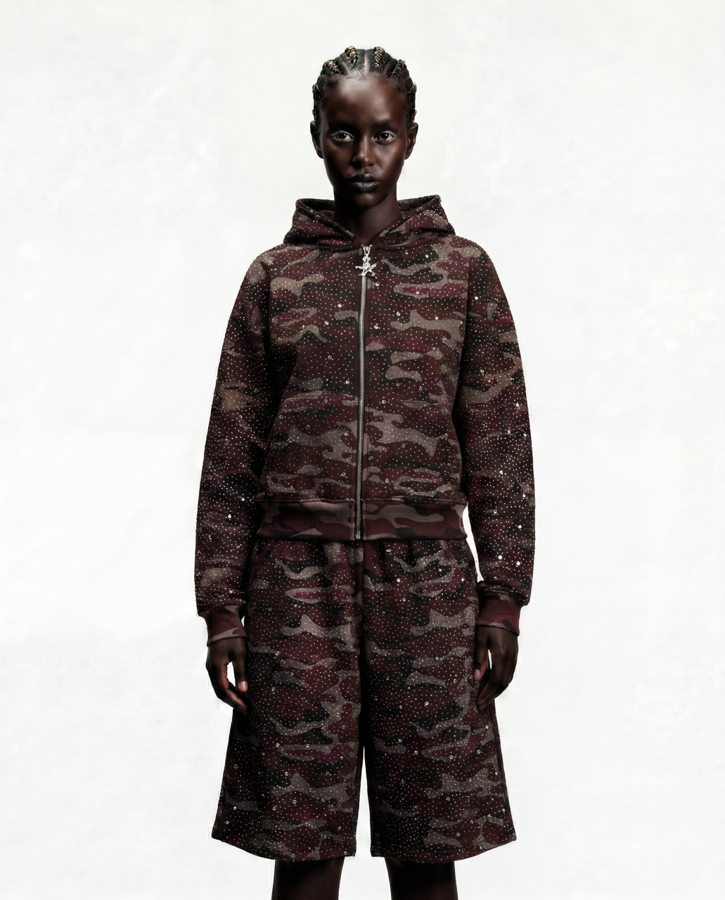 Pink Camouflage Diamond Zip-Up