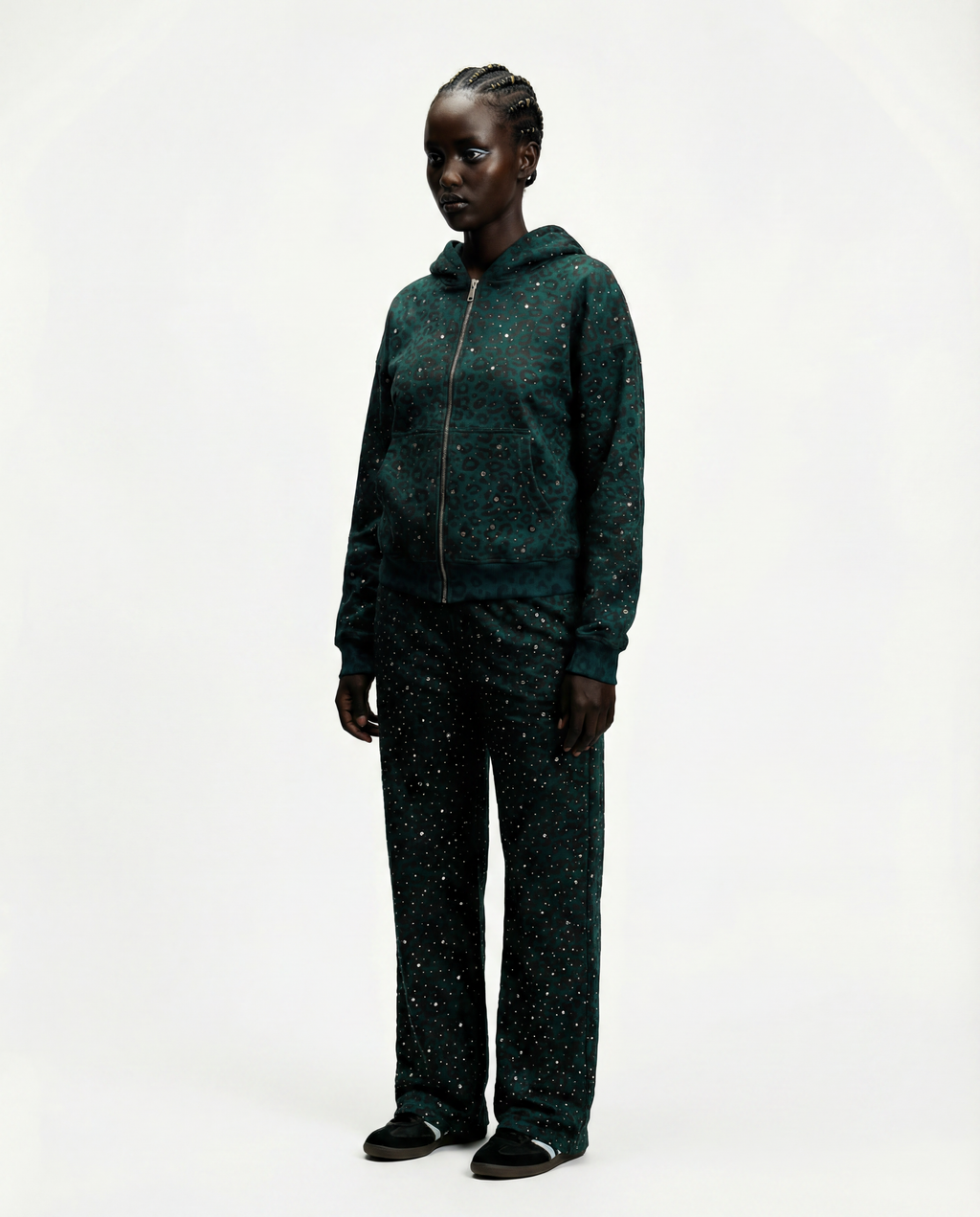 “Stardust” Turquoise Diamond Cheetah Sweatpants