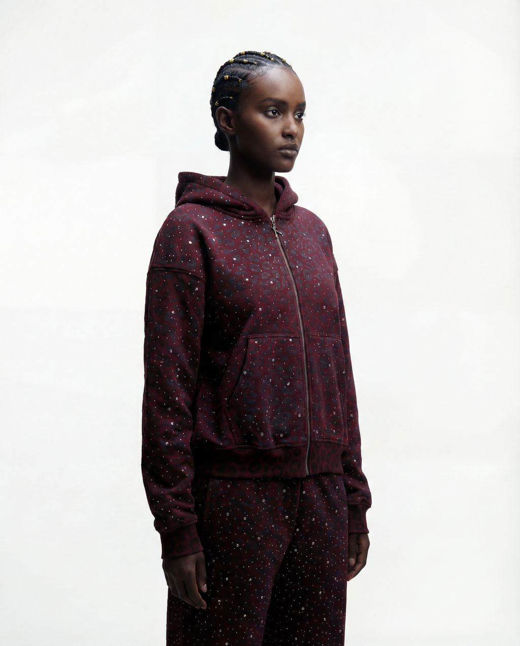 “Stardust” Red Diamond Cheetah Zip-Up
