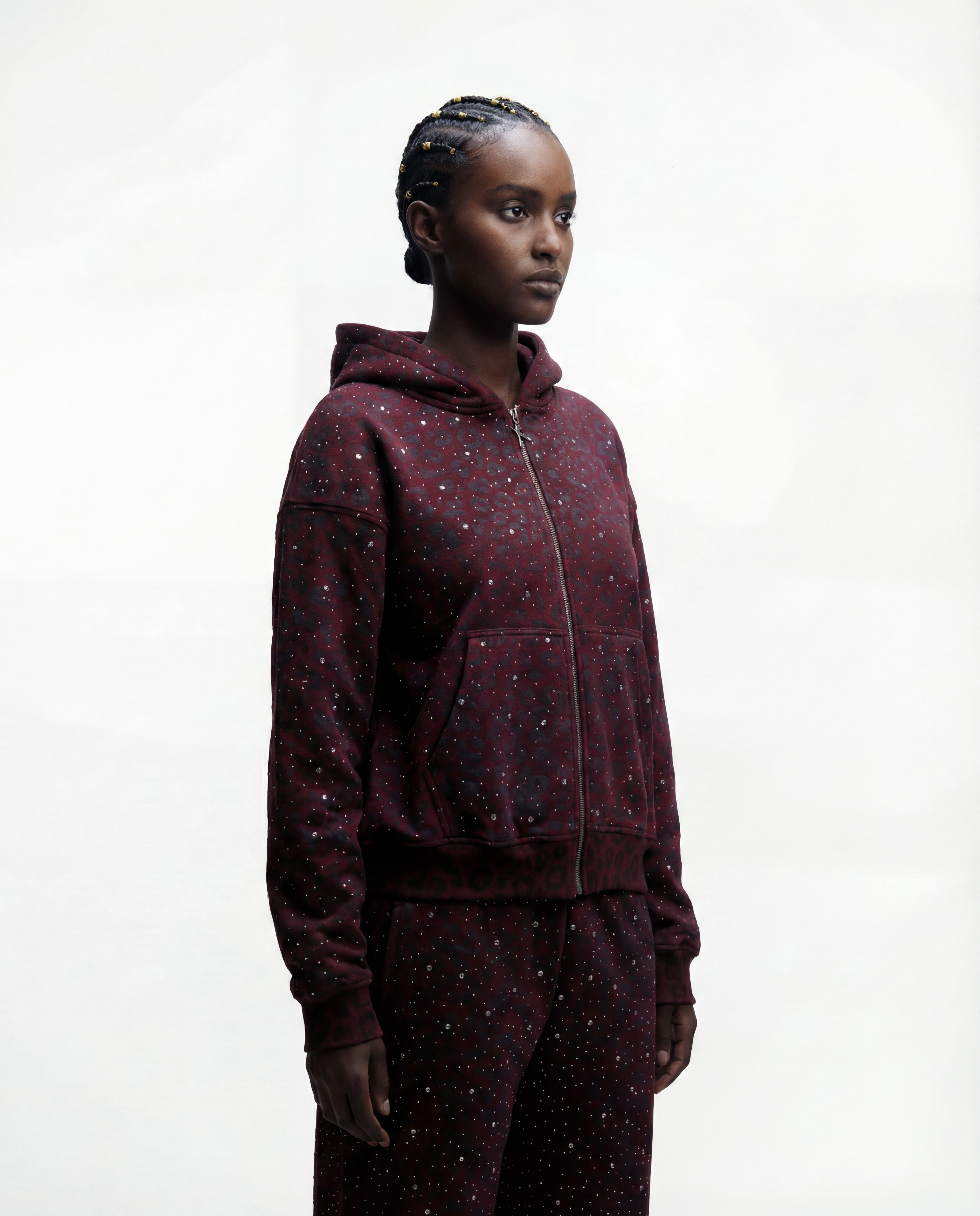 “Stardust” Red Diamond Cheetah Zip-Up