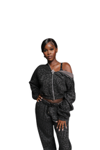 “Stardust” Black Diamond Cheetah Zip-Up