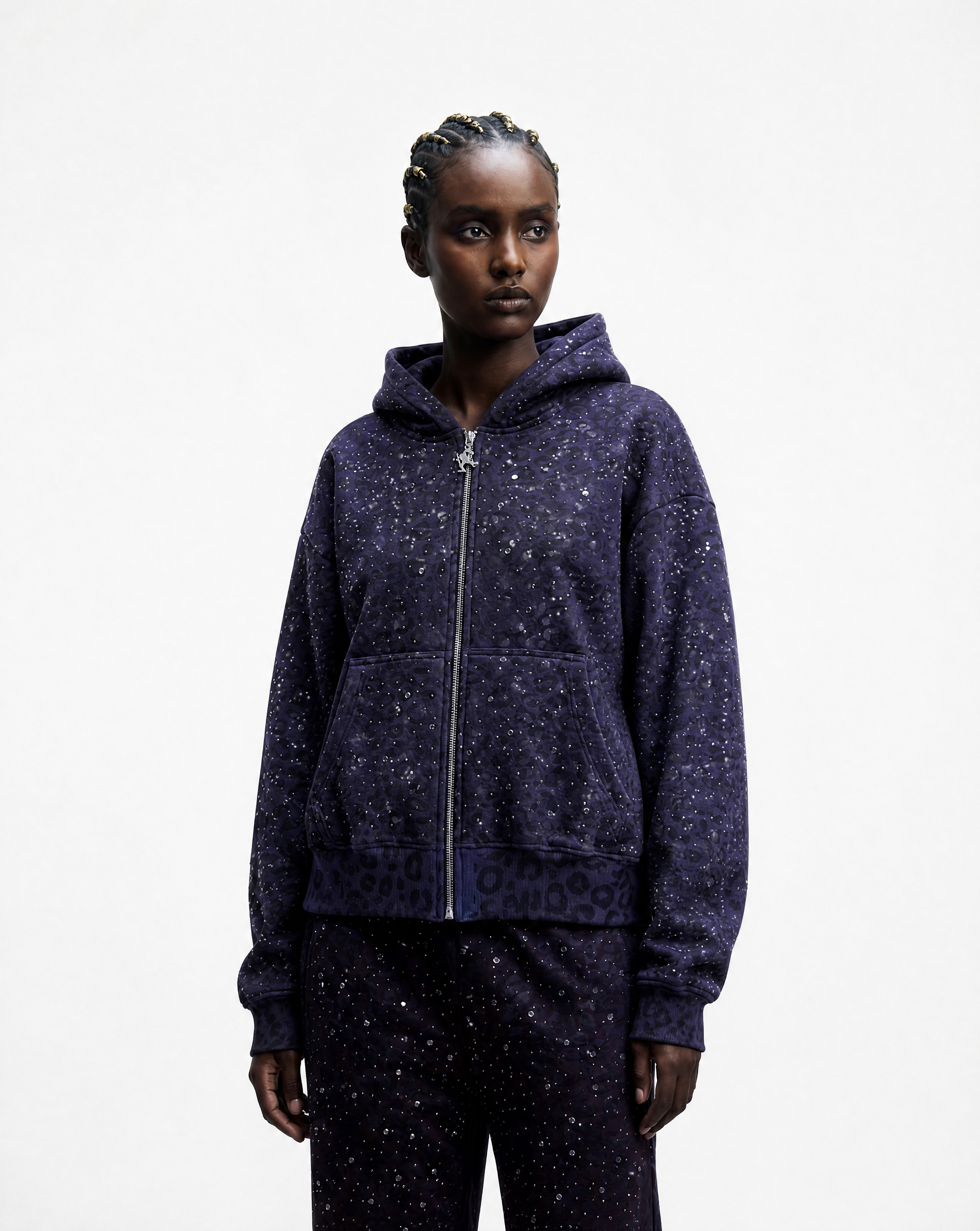 “Stardust” Purple Diamond Cheetah Zip-Up