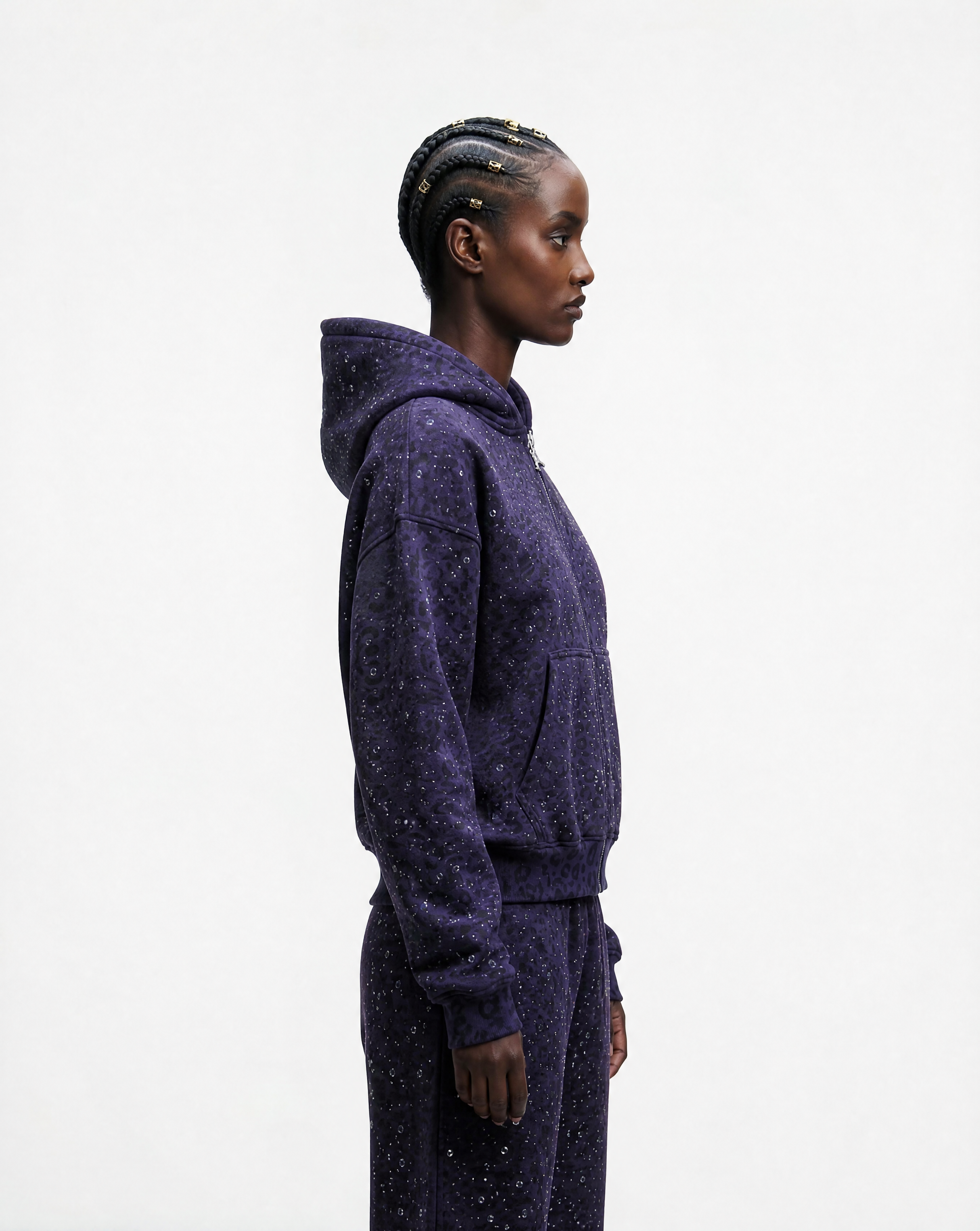 “Stardust” Purple Diamond Cheetah Zip-Up