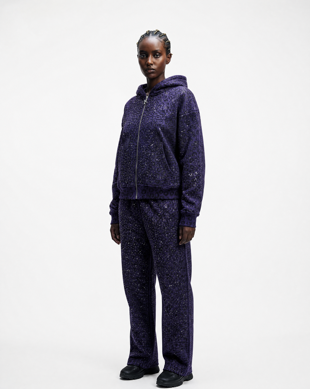 “Stardust” Purple Diamond Cheetah Zip-Up
