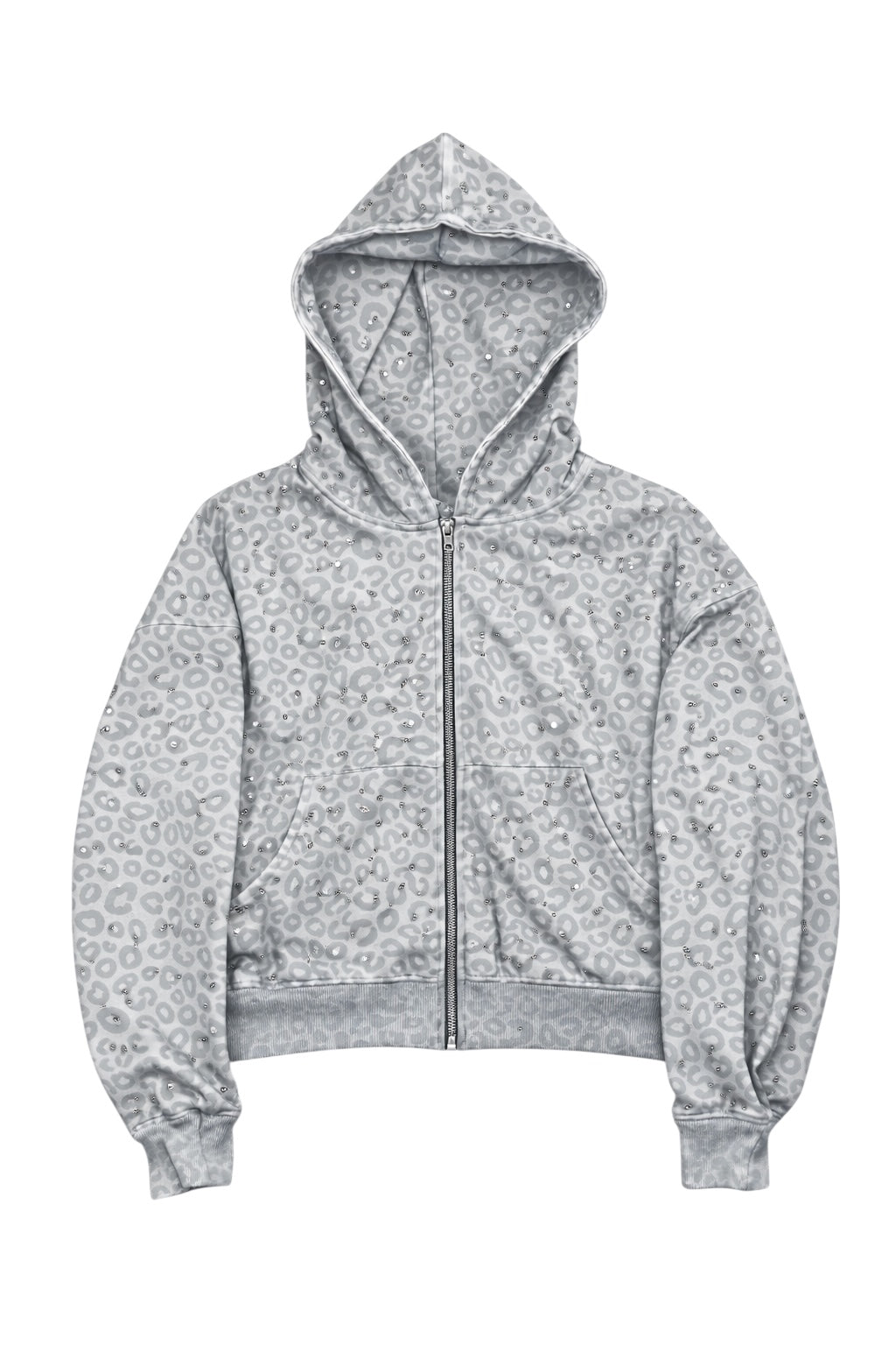 “Stardust” White Diamond Cheetah Zip-Up